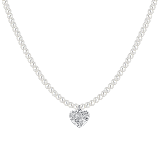 COLLIER PERLE ET COEUR EN ACIER