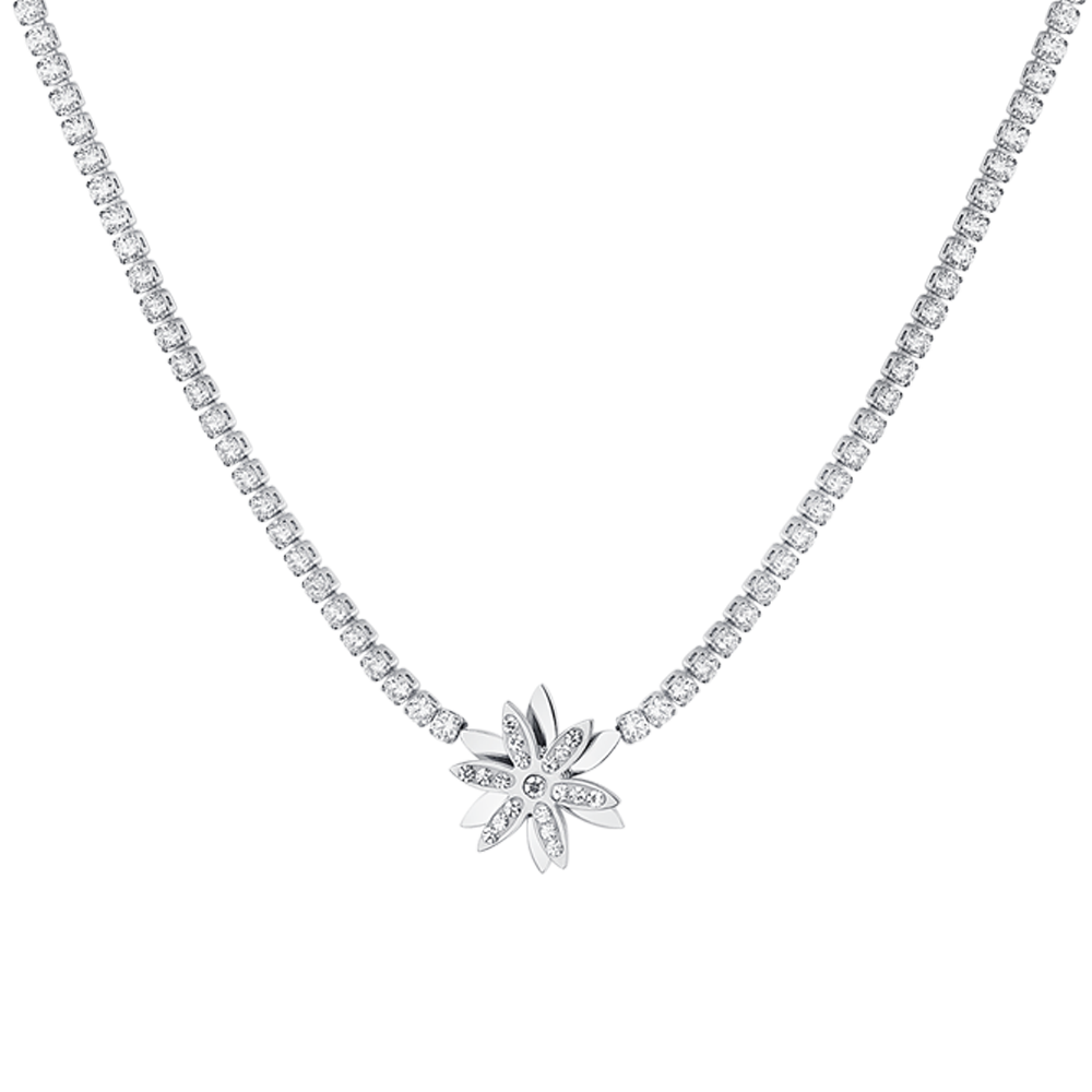 COLLIER TENNIS FLEURS EN ACIER POUR DAMES