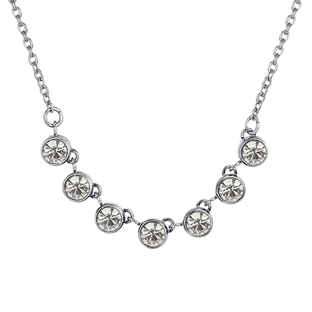 COLLIER FEMME EN ACIER CRISTAL BLANC