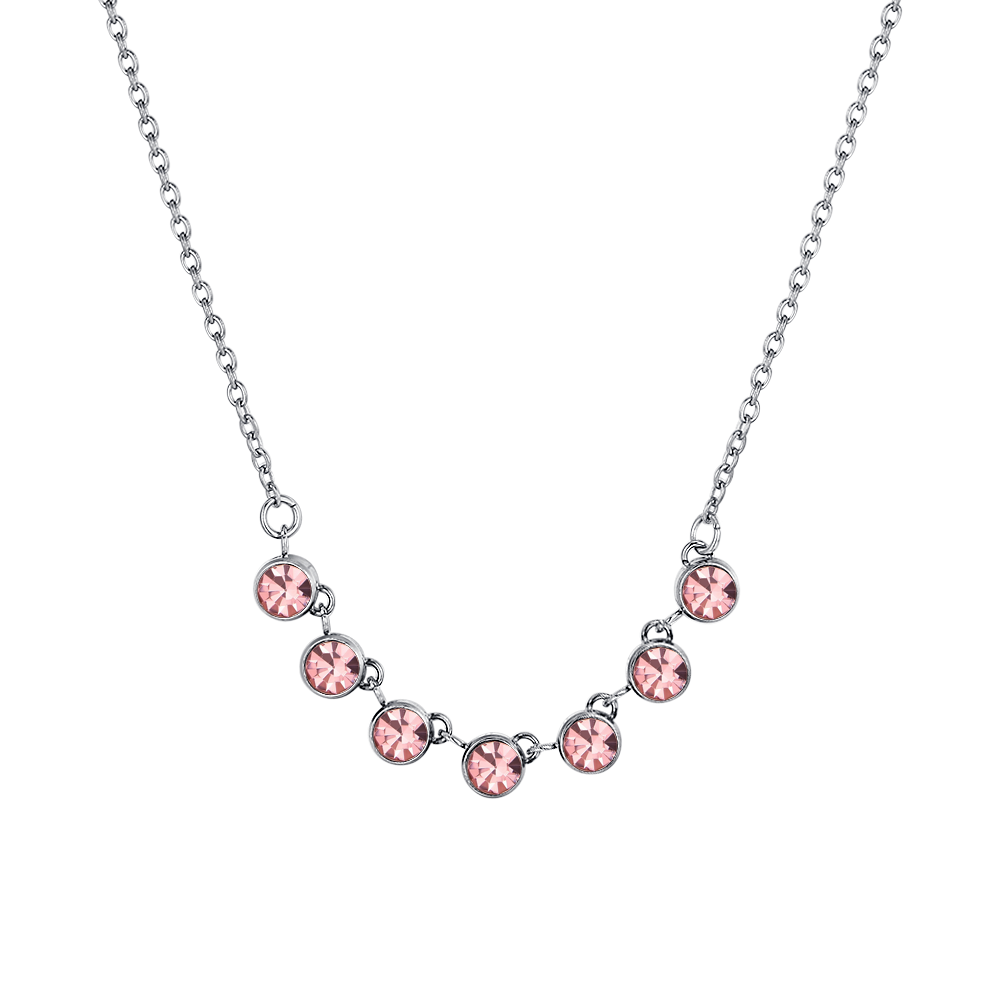 COLLIER FEMME EN ACIER CRISTAL ROSE