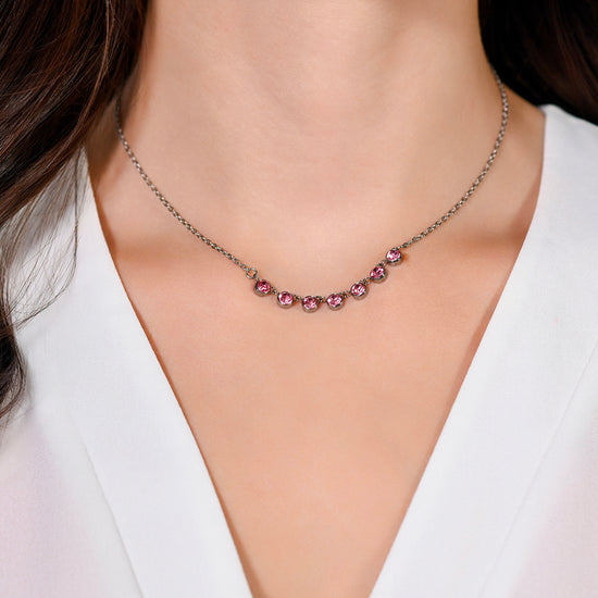 COLLIER FEMME EN ACIER CRISTAL ROSE