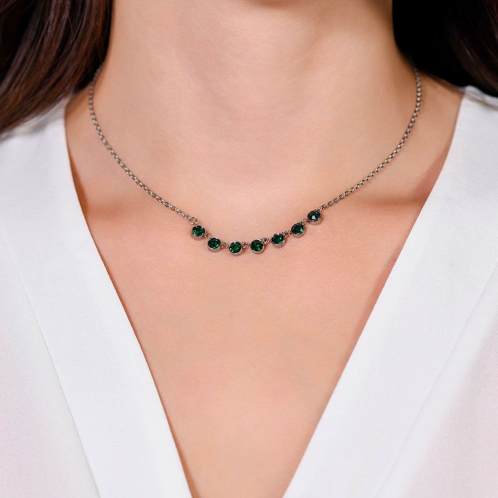 COLLIER FEMME EN CRISTAUX VERTS Luca Barra