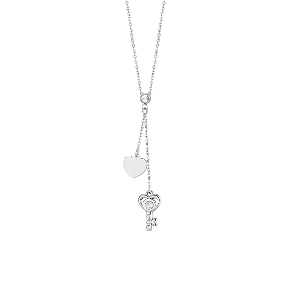 COLLIER FEMME EN ACIER CLÉ ET COEUR Luca Barra