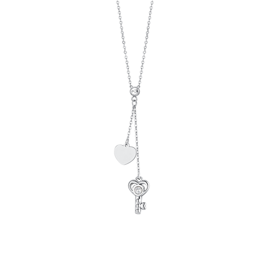 COLLIER FEMME EN ACIER CLÉ ET COEUR Luca Barra