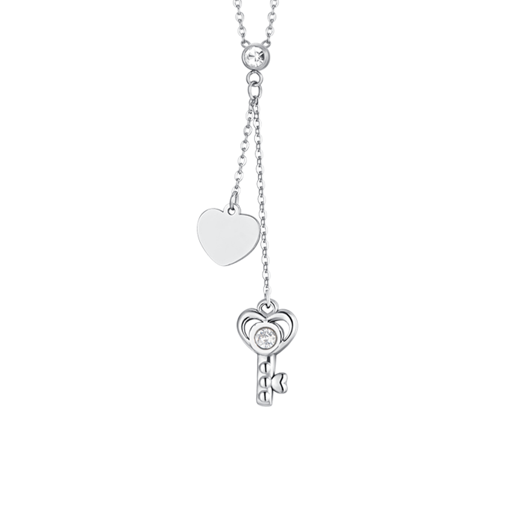 COLLIER FEMME EN ACIER CLÉ ET COEUR Luca Barra