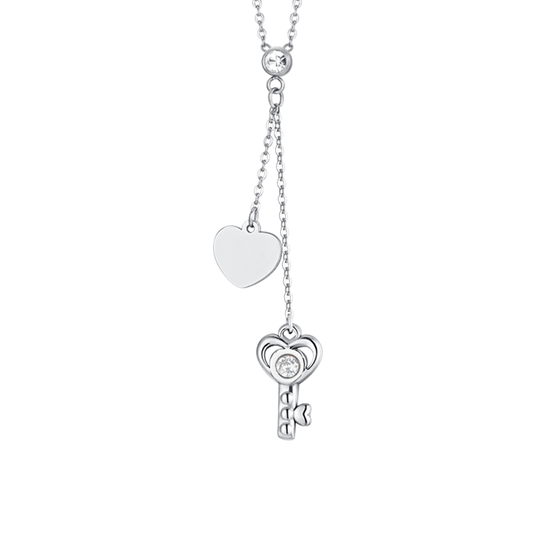 COLLIER FEMME EN ACIER CLÉ ET COEUR Luca Barra