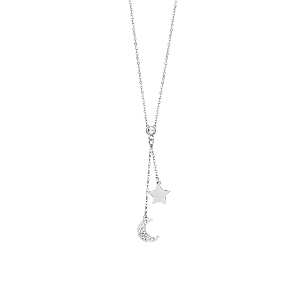 COLLIER EN ACIER LUNE ET ÉTOILE