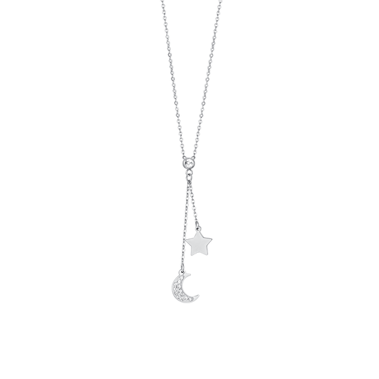 COLLIER FEMME EN ACIER LUNE ET ETOILE Luca Barra