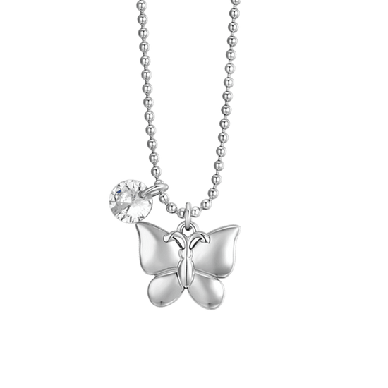 COLLANA DONNA IN ACCIAIO FARFALLA E ZIRCONE