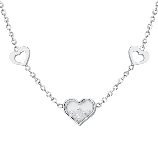 COLLANA DONNA IN ACCIAIO CUORI E ZIRCONI