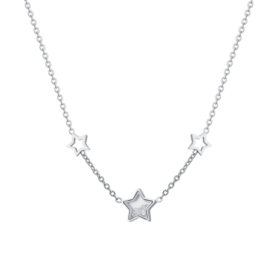 COLLIER FEMME ÉTOILES EN ACIER ET ZIRCON CUBIQUE