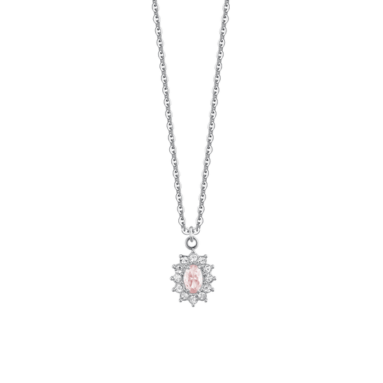 COLLANA DONNA IN ACCIAIO CRISTALLI E ZIRCONE ROSA