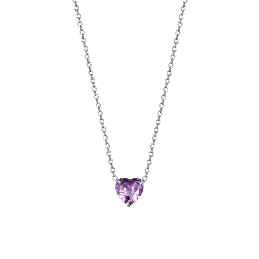 COLLANA DONNA IN ACCIAIO CON CUORE CRISTALLO VIOLA