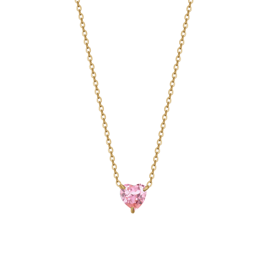 COLLANA DONNA IN ACCIAIO E IP GOLD CON CUORE CRISTALLO ROSA