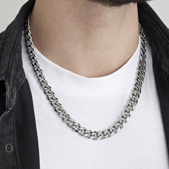 COLLIER UNISEXE EN ACIER AVEC CHAÎNE À MAILLONS DE 11 MM