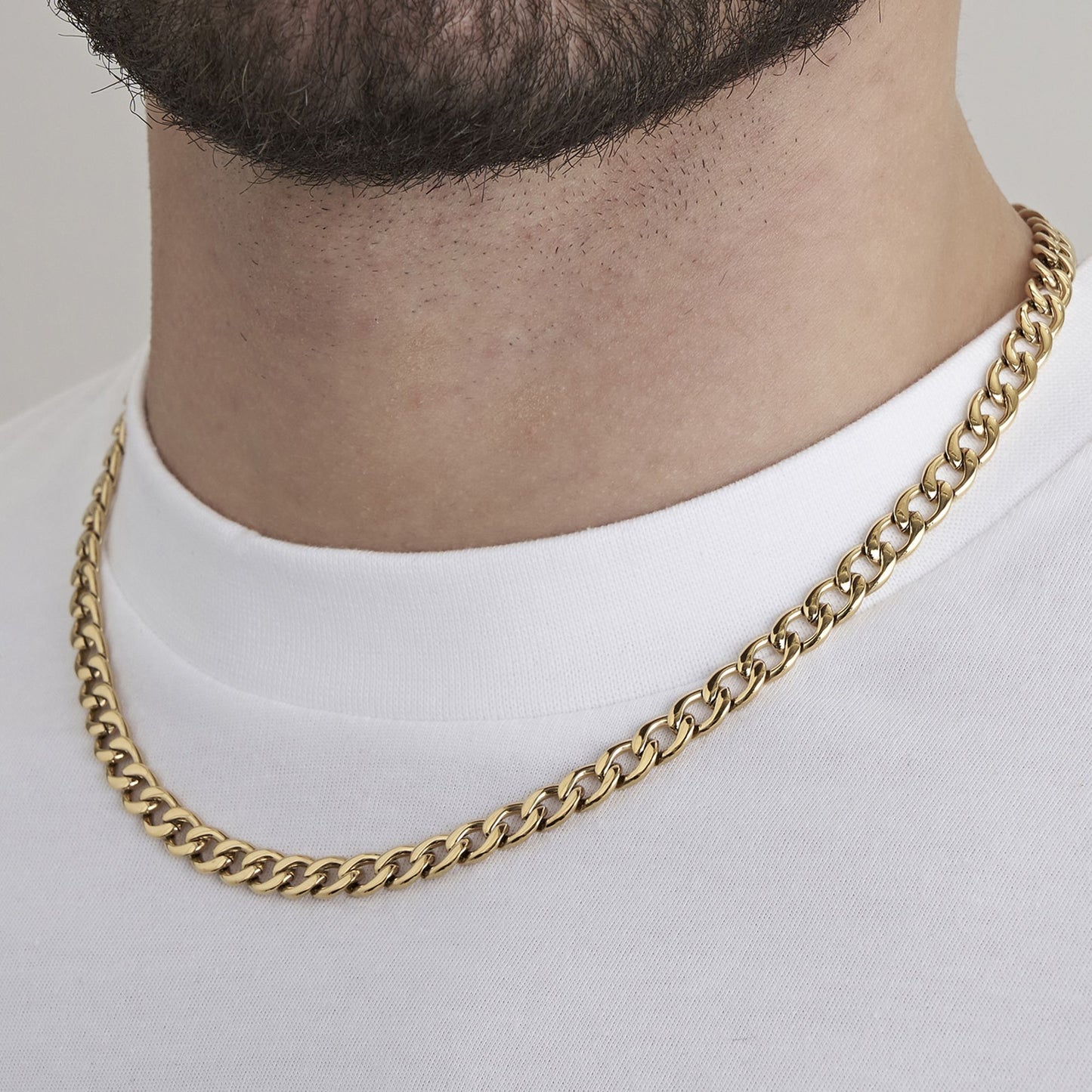 COLLANA UOMO IN ACCIAIO IP GOLD CON MAGLIA GROUMETTE 7 MM