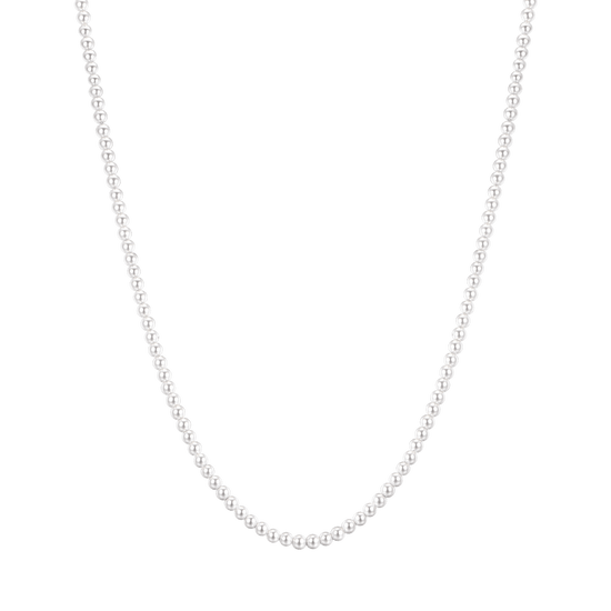 COLLIER EN ACIER POUR HOMMES AVEC PERLES BLANCHES