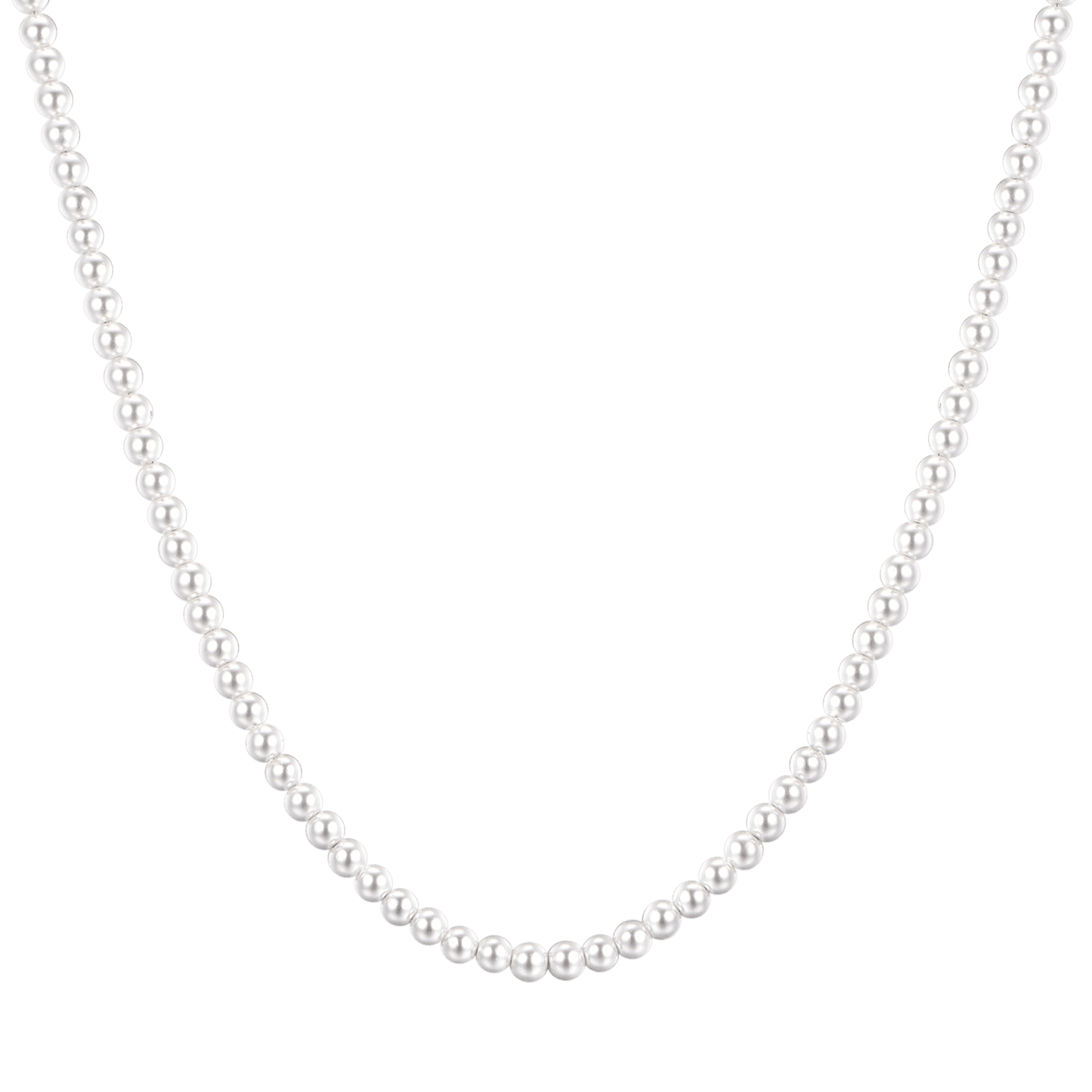 COLLIER EN ACIER POUR HOMMES AVEC PERLES BLANCHES