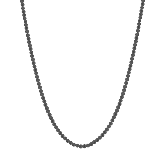 COLLIER EN ACIER POUR HOMME AVEC PERLES NOIRES