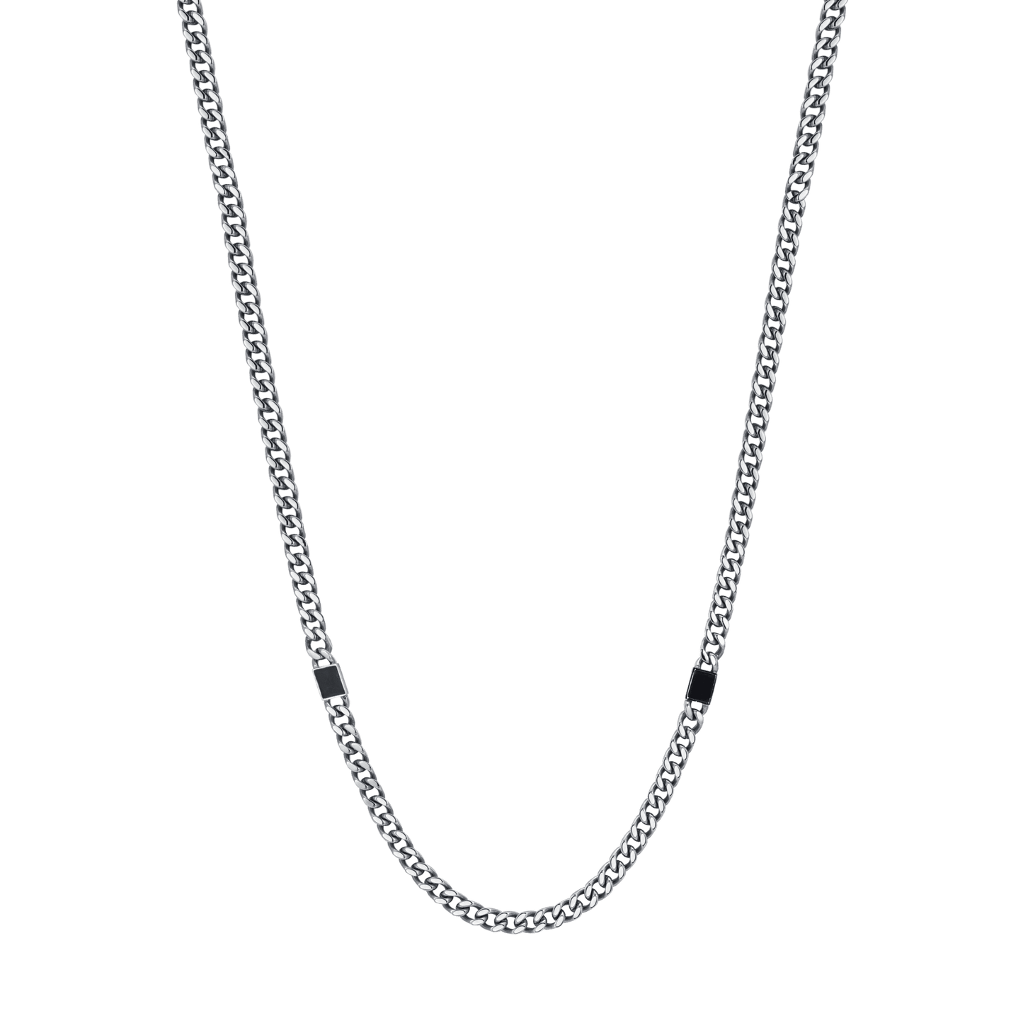 COLLIER POUR HOMME EN ACIER AVEC ÉLÉMENTS NOIRS