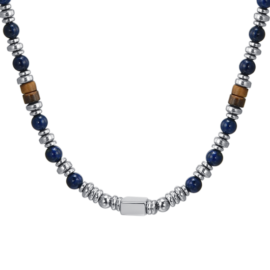 COLLIER HOMME EN ACIER AVEC PIERRE LAPIS