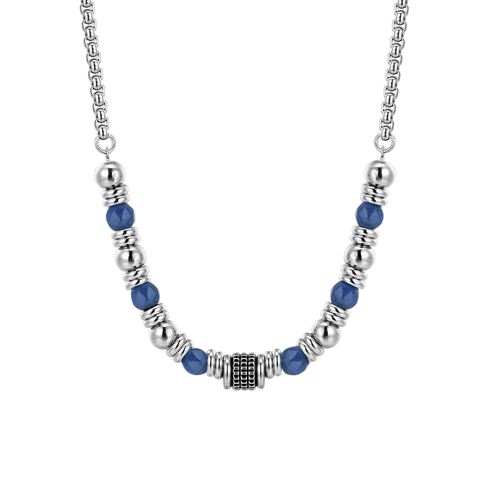 COLLIER HOMME EN ACIER SODALITE BLEU