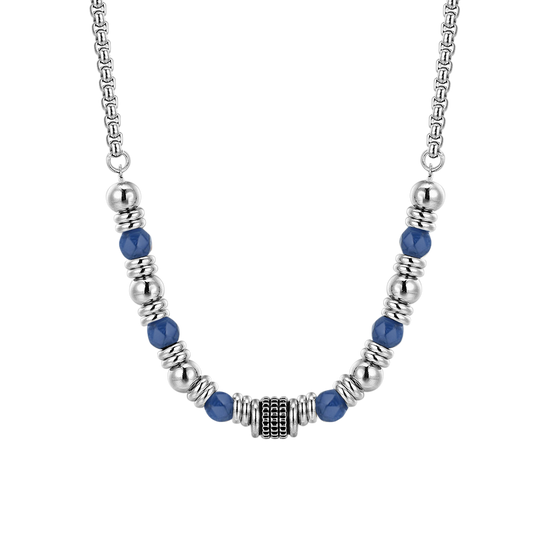 COLLIER HOMME EN ACIER SODALITE BLEU