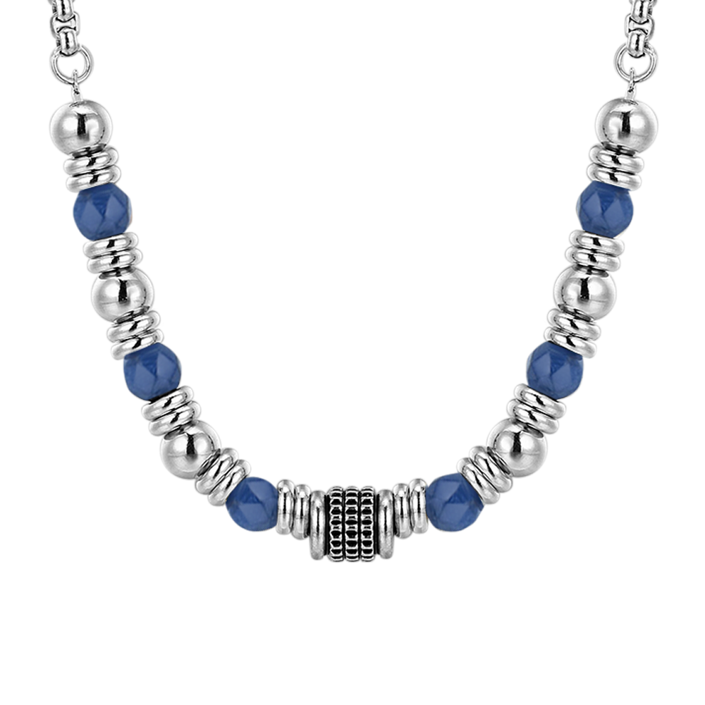 COLLIER HOMME EN ACIER SODALITE BLEU