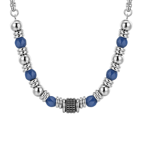 COLLIER HOMME EN ACIER SODALITE BLEU