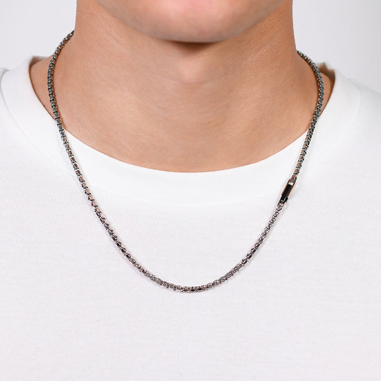 COLLIER HOMME ACIER ELEMENT IP NOIR