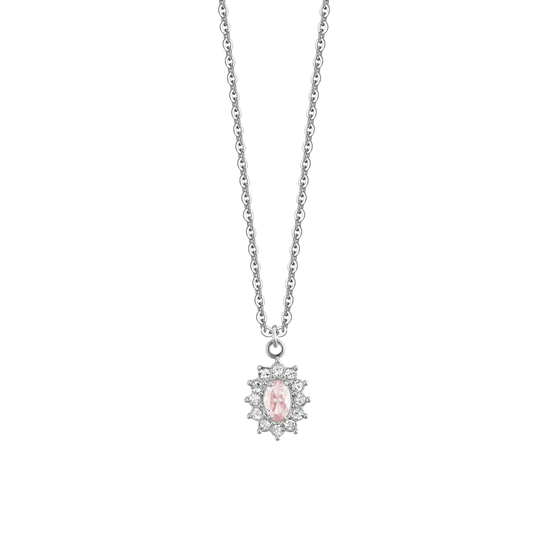 COLLANA DONNA IN ACCIAIO CRISTALLI E ZIRCONE ROSA Luca Barra