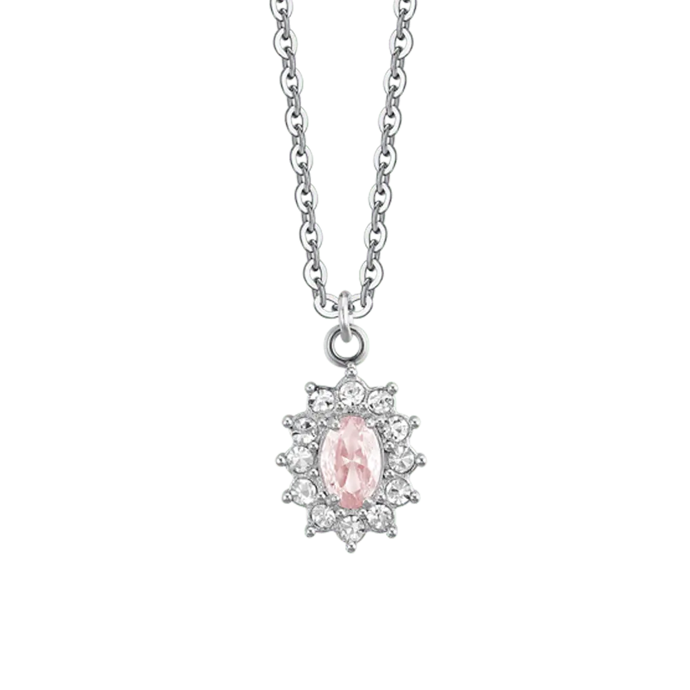 COLLANA DONNA IN ACCIAIO CRISTALLI E ZIRCONE ROSA Luca Barra