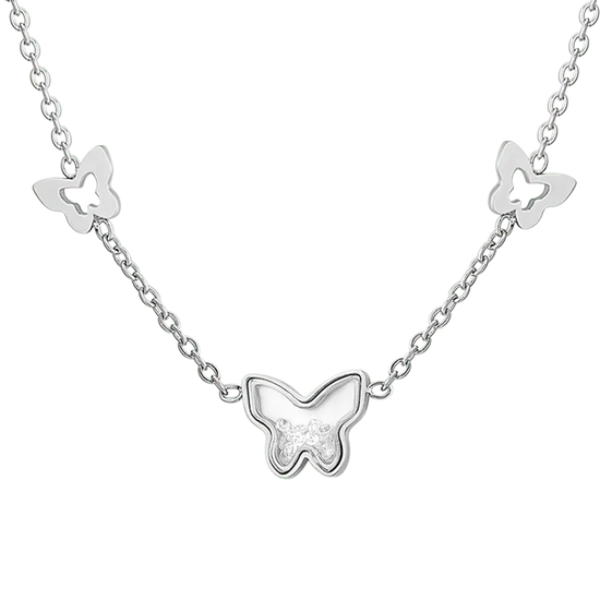 COLLIER DE FEMME EN BUTTERFULES D'ACIER ET ZIRCONES Luca Barra