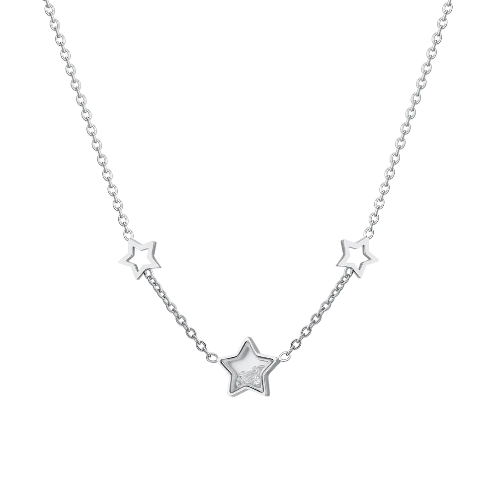 COLLIER POUR FEMME EN ACIER, ETOILES ET ZIRCONES Luca Barra