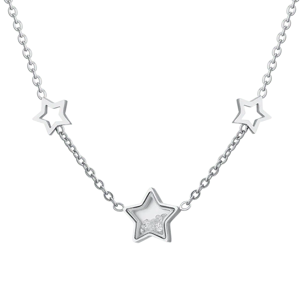 COLLIER POUR FEMME EN ACIER, ETOILES ET ZIRCONES Luca Barra