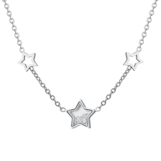 COLLIER POUR FEMME EN ACIER, ETOILES ET ZIRCONES Luca Barra