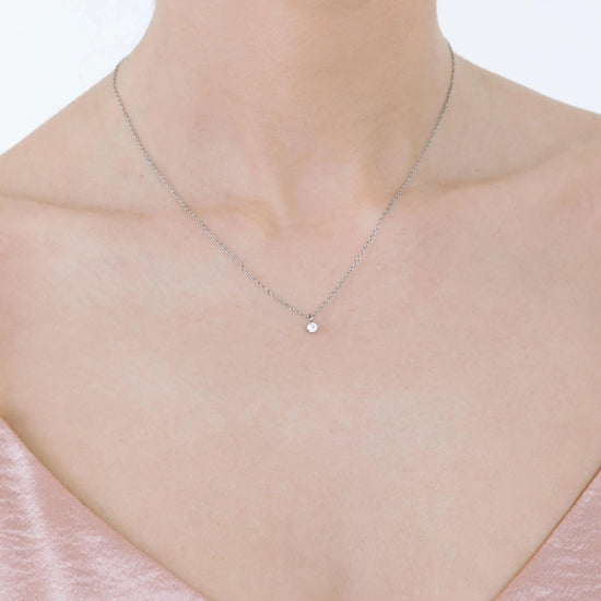 COLLIER POUR FEMME EN ACIER INOXYDABLE AVEC CRISTAL BLANC 3MM Luca Barra