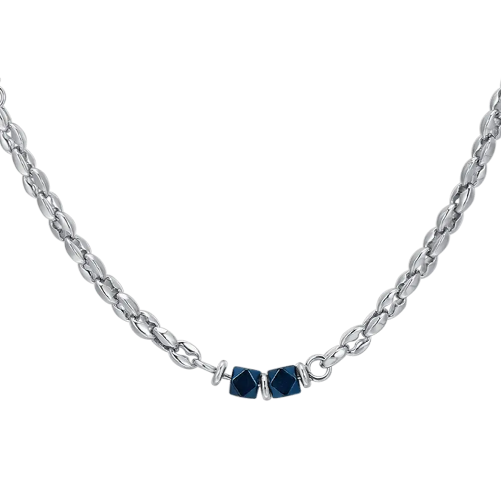 COLLANA UOMO IN ACCIAIO EMATITE BLU Luca Barra