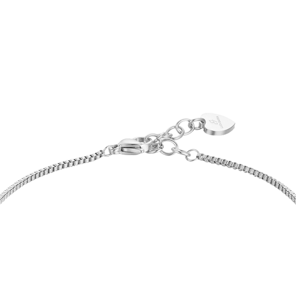 BRACELET DE CHEVILLE EN ACIER POUR FEMMES AVEC CRISTAUX ET SPHÈRES BLANCS