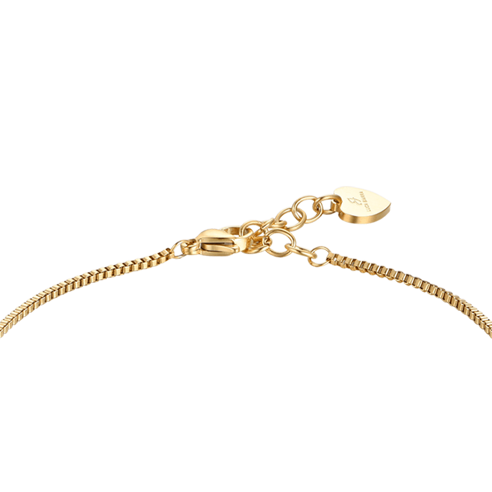 BRACELET DE CHEVILLE POUR FEMME EN ACIER DORÉ IP AVEC CRISTAUX ET SPHÈRES BLANCS