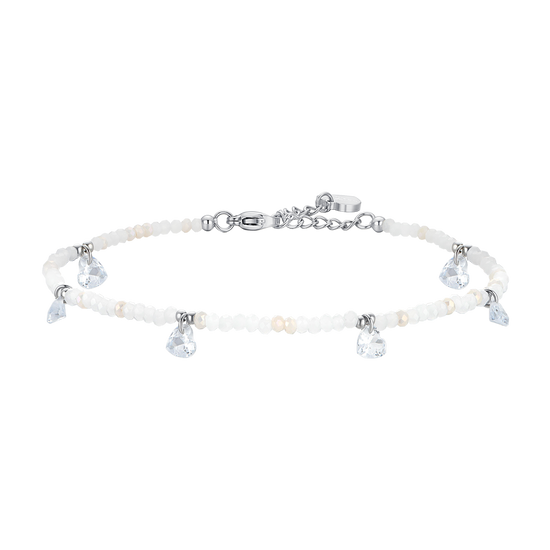 BRACELET DE CHEVILLE EN ACIER POUR FEMMES PIERRES ET CRISTAUX BLANCS