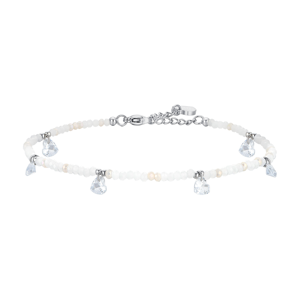 BRACELET DE CHEVILLE EN ACIER POUR FEMMES PIERRES ET CRISTAUX BLANCS