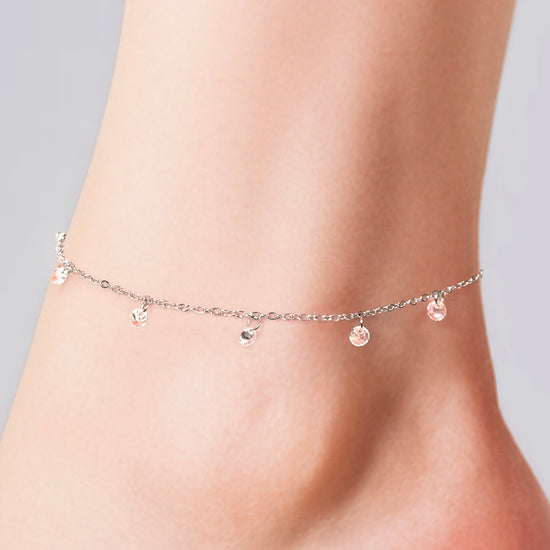 BRACELET DE CHEVILLE EN ACIER POUR FEMMES AVEC ZIRCON CUBIQUE BLANC