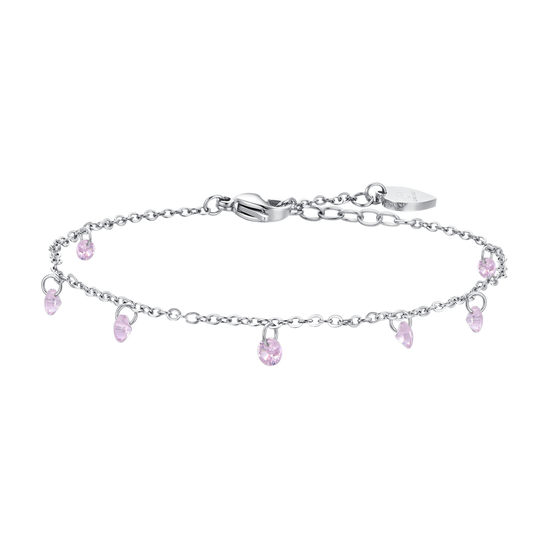 BRACELET DE CHEVILLE POUR FEMME EN ACIER AU ZIRCON ROSE