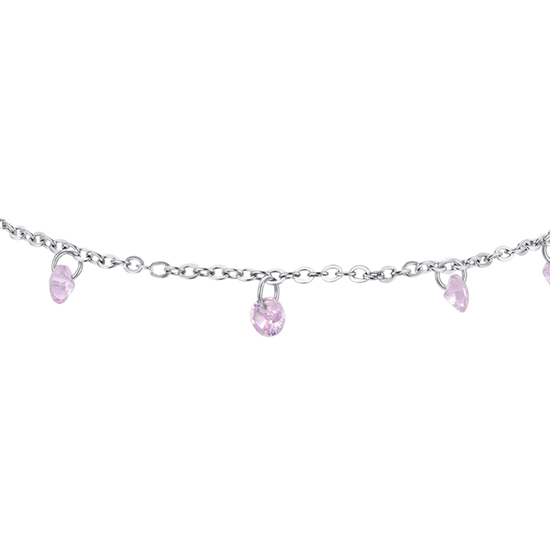 BRACELET DE CHEVILLE POUR FEMME EN ACIER AU ZIRCON ROSE