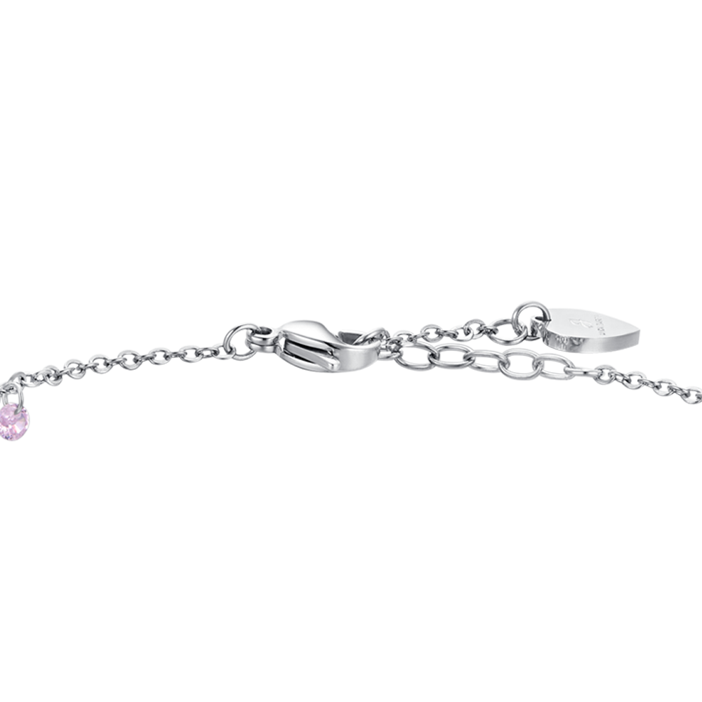 BRACELET DE CHEVILLE POUR FEMME EN ACIER AU ZIRCON ROSE