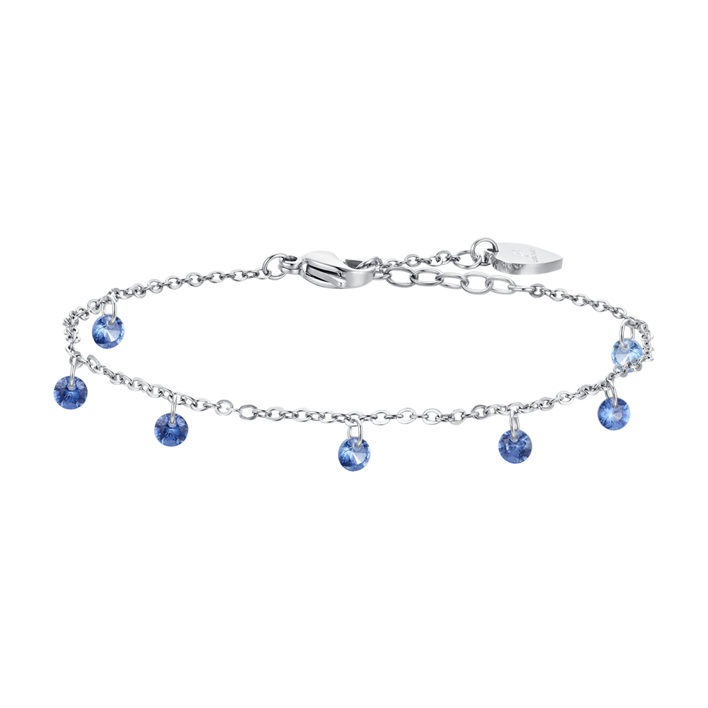 BRACELET DE CHEVILLE EN ACIER À ZIRCON CUBIQUE BLEU POUR FEMMES