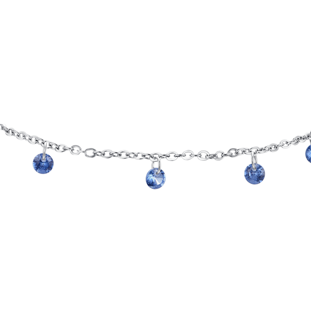 BRACELET DE CHEVILLE EN ACIER À ZIRCON CUBIQUE BLEU POUR FEMMES