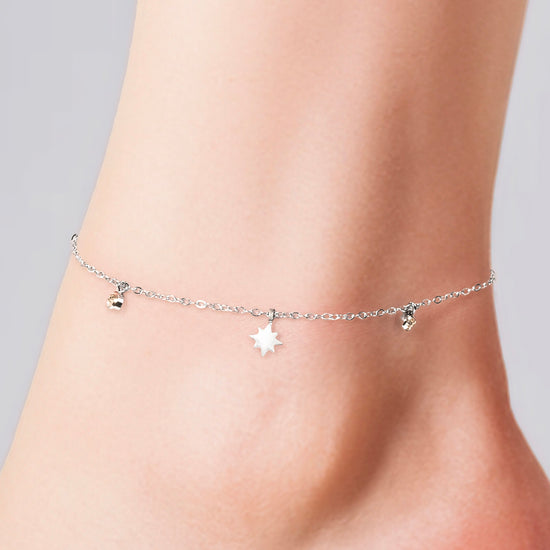 BRACELET DE CHEVILLE POUR FEMME EN ACIER AVEC ÉTOILE SISSI ET ZIRCON CUBIQUE