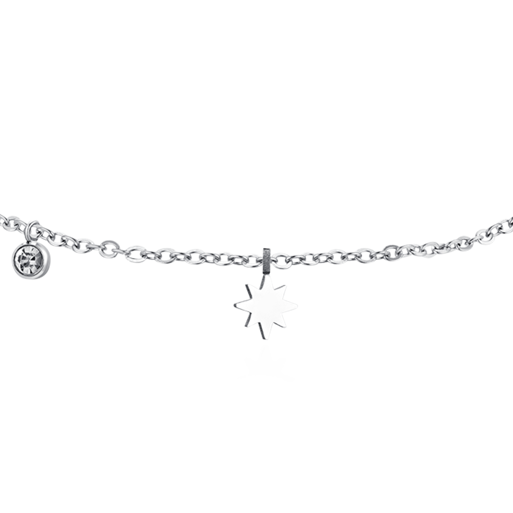 BRACELET DE CHEVILLE POUR FEMME EN ACIER AVEC ÉTOILE SISSI ET ZIRCON CUBIQUE